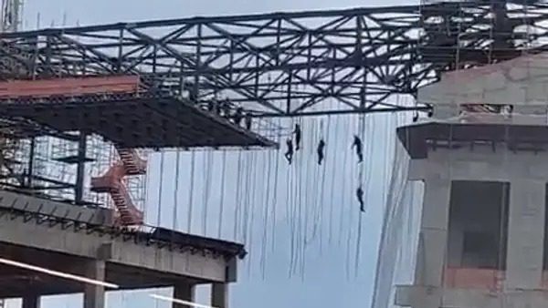 VÍDEO: Acidente em obra deixa trabalhadores pendurados a 140 metros de altura e resulta em uma morte