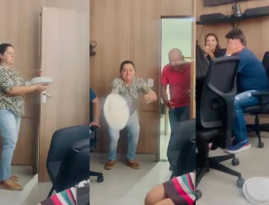 Convidado derruba bolo no chão em festa surpresa em MS e vídeo viraliza