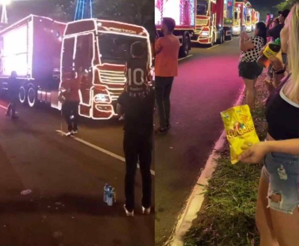 Afronte? Funada distribui refrigerante durante caravana da Coca e vídeo viraliza