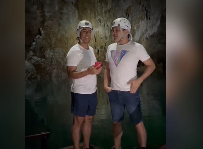 VÍDEO: Guilherme e Santiago soltam a voz em caverna inundada de MS