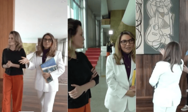 Janja leva “Globo” ao Alvorada para reclamar do local.